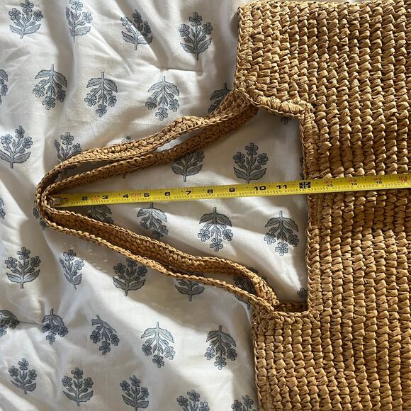 Lane Bryant Large Tan Straw Shoulder Tote Summer Beach Bag